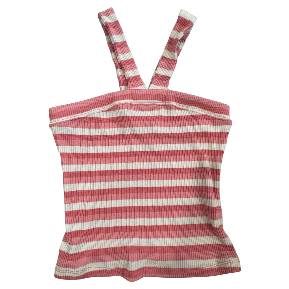 Altar'd State Pink White Striped Ribbed Halter Tank Top Womens Medium BE17393